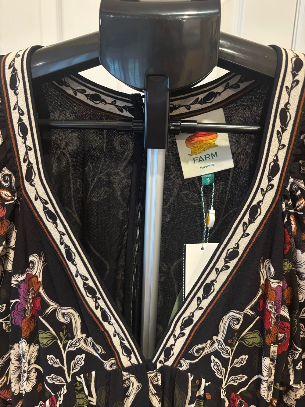 Farm Rio Bohemian Black Floral Long Sleeve Maxi Dress - Picture 5 of 9